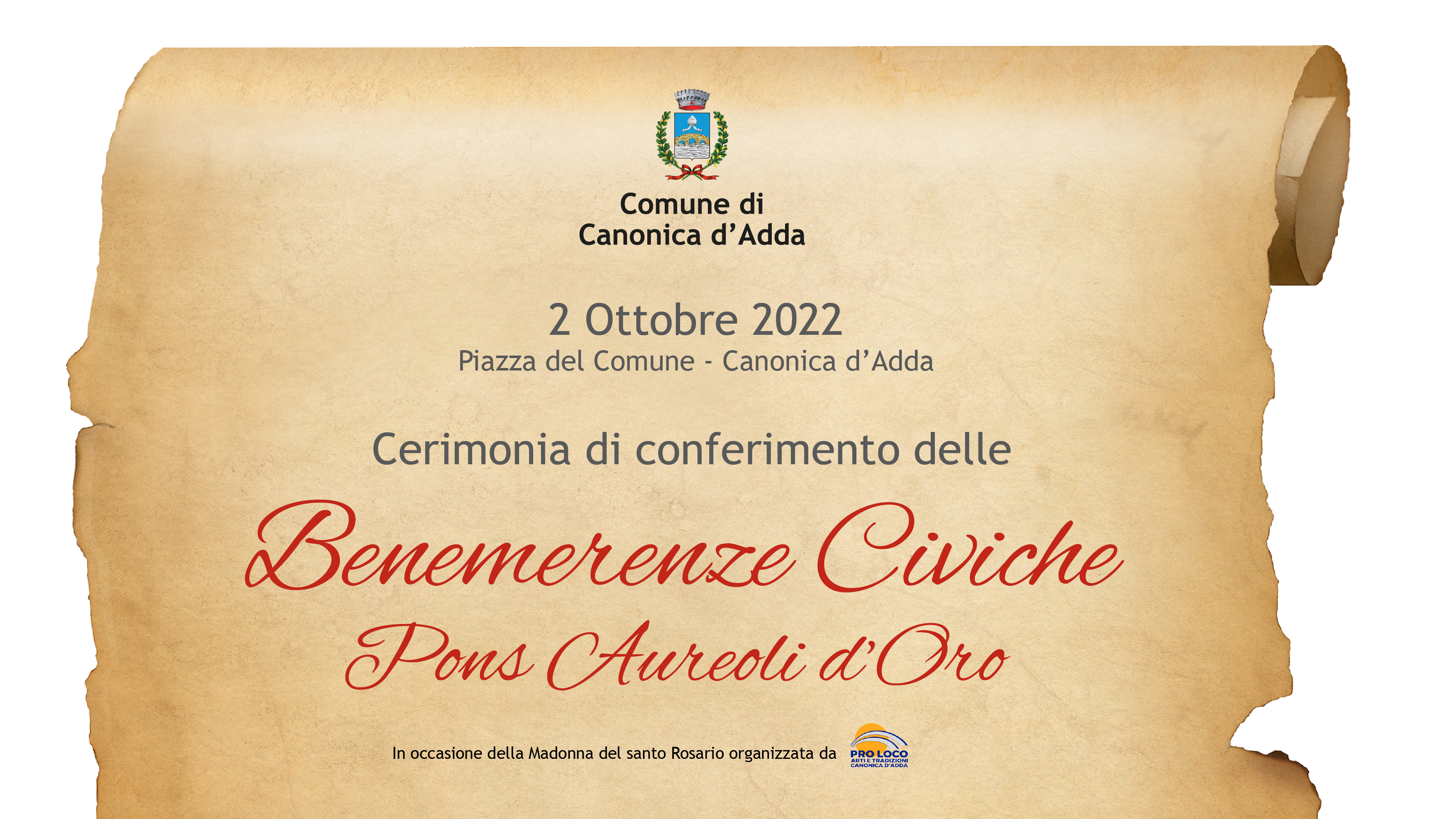 Immagine Cerimonia di conferimento delle Benemerenze Civiche