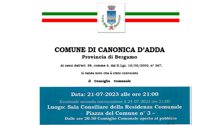 Immagine Consiglio Comunale del 21Luglio 2023