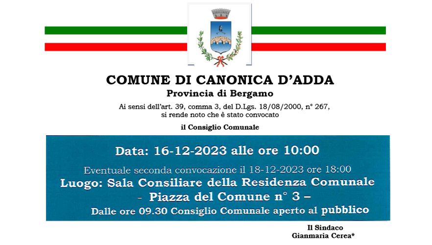 Immagine Consiglio Comunale del 16 Dicembre 2023