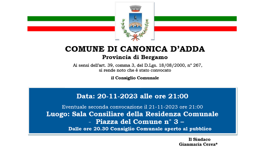 Immagine Consiglio Comunale del 20 Novembre 2023