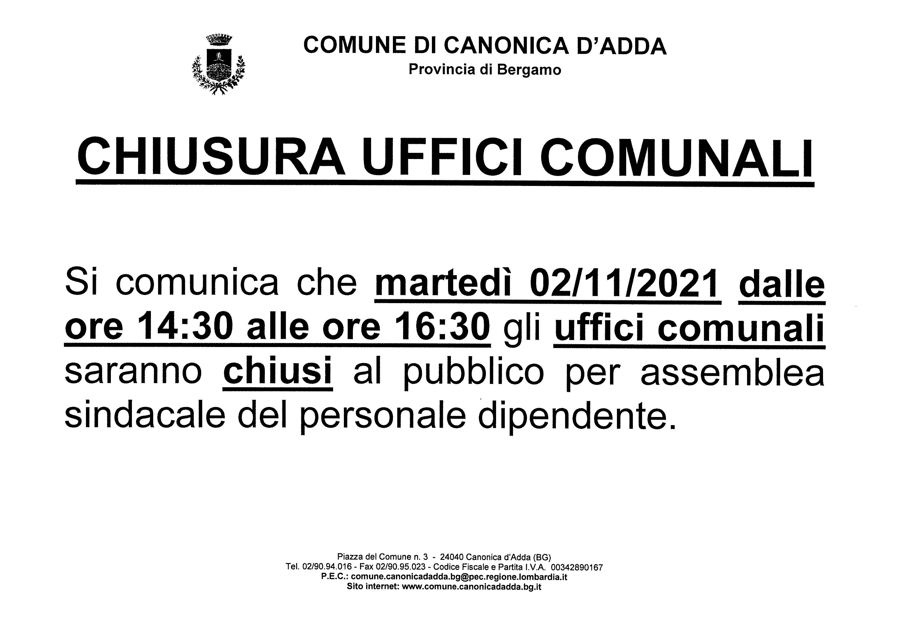 Immagine Comunicazione CHIUSURA 2 NOVEMBRE 2021