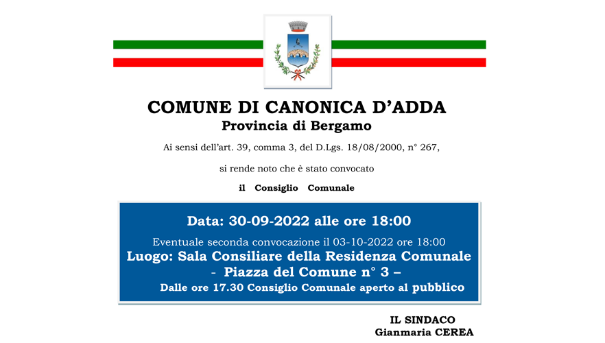 Immagine Consiglio Comunale del 30 Settembre 2022