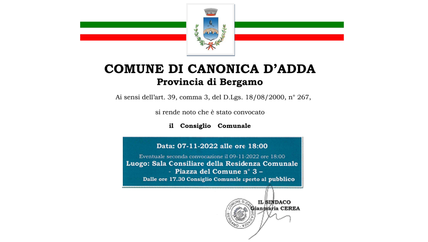 Immagine Consiglio Comunale del 7 Novembre 2022