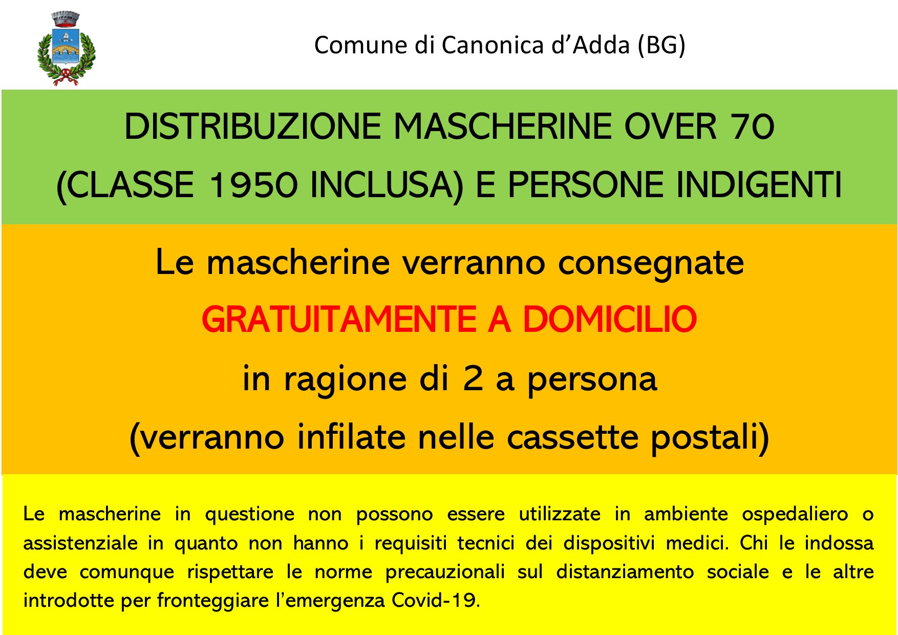 Immagine CONSEGNA MASCHERINE A DOMICILIO